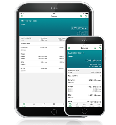 Saisie d'écran de l'application mobile Disnat - Section Comptes