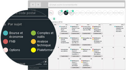 Screenshot du calendrier des formations