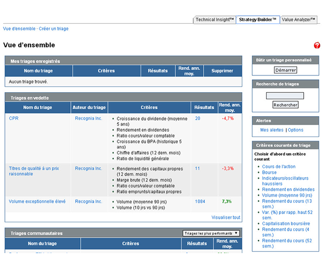 Exemple d'écran du logiciel Recgnia