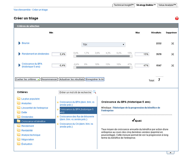 Exemple d'écran du logiciel Recgnia